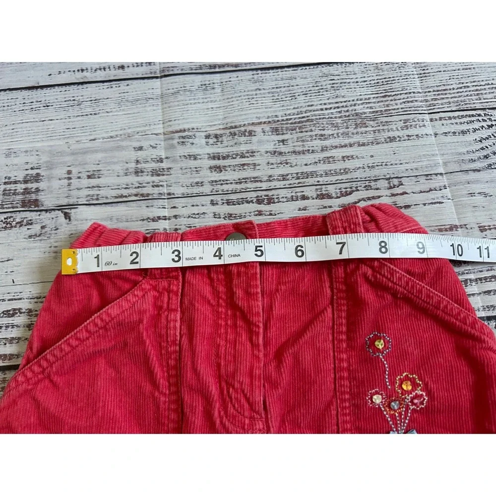 Gymboree Corduroy Skort Kids Red‎ Floral Embroidery Adjustable Waist Size 4